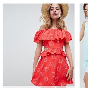 ASOS mini ruffle dress with cutouts